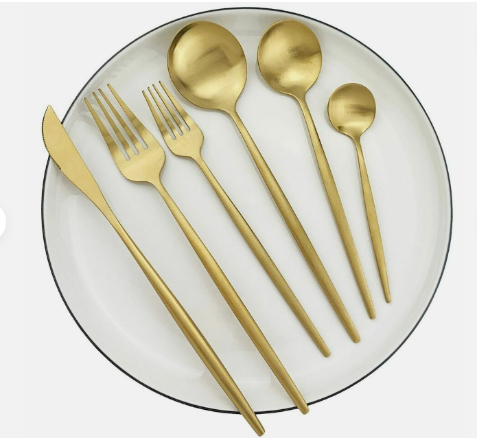 20-Piece Minimalist Cutlery Set in Matte Gold – Elegant Stainless Steel Dining Utensils for Everyday and Special Occasions 7