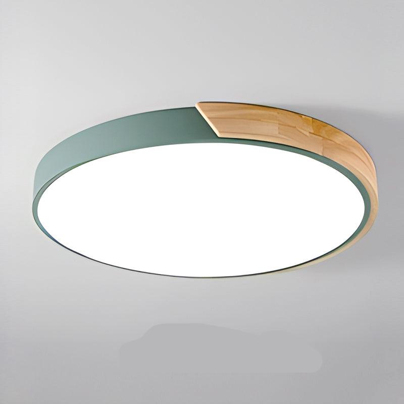 Scandinavian Ceiling Light – Round Wooden Design – Macaron Style – Warm Light