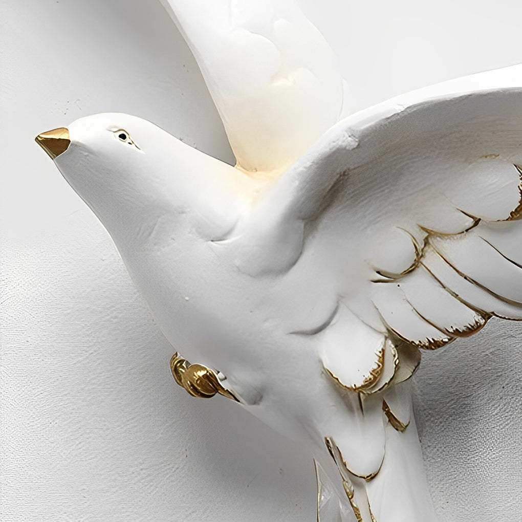 3D Feather Birds Wall Sculpture Art – Nordic Style Home Decor, Hand-Painted, White and Blue, 32 cm x 89 cm, Elegant Wall Statue Art 5