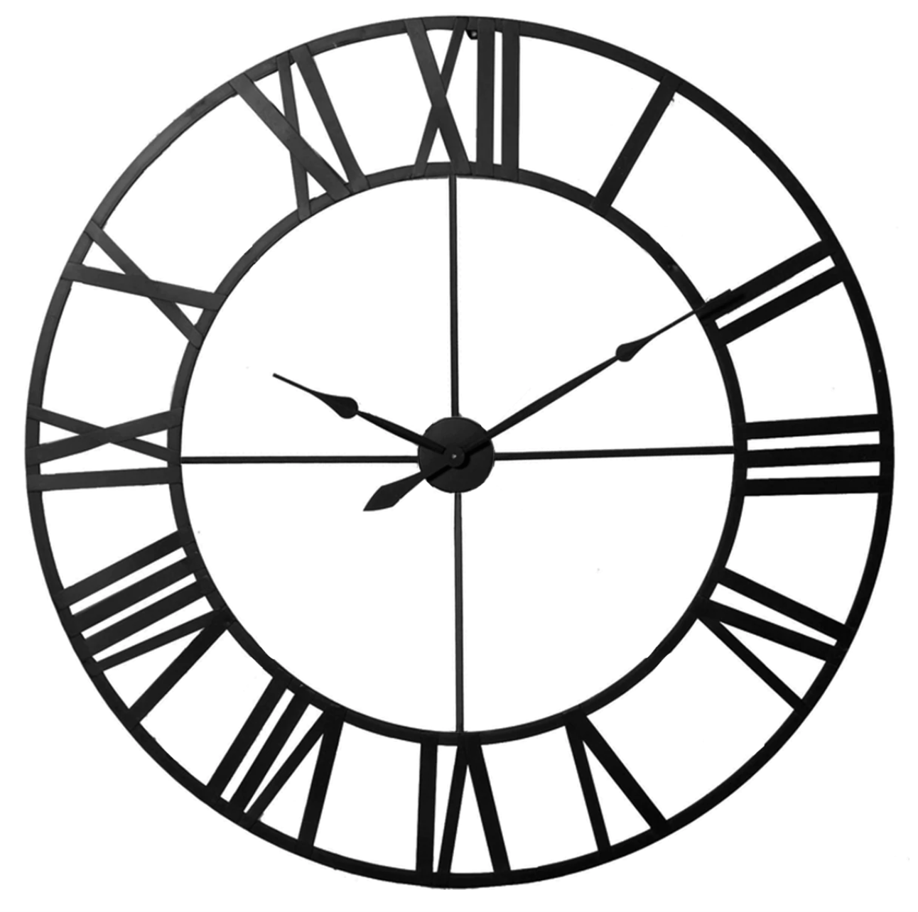 80cm Oversized Wall Clock in Black Metal – Modern Farmhouse Design, Durable and Easy to Read with Roman Numerals 0