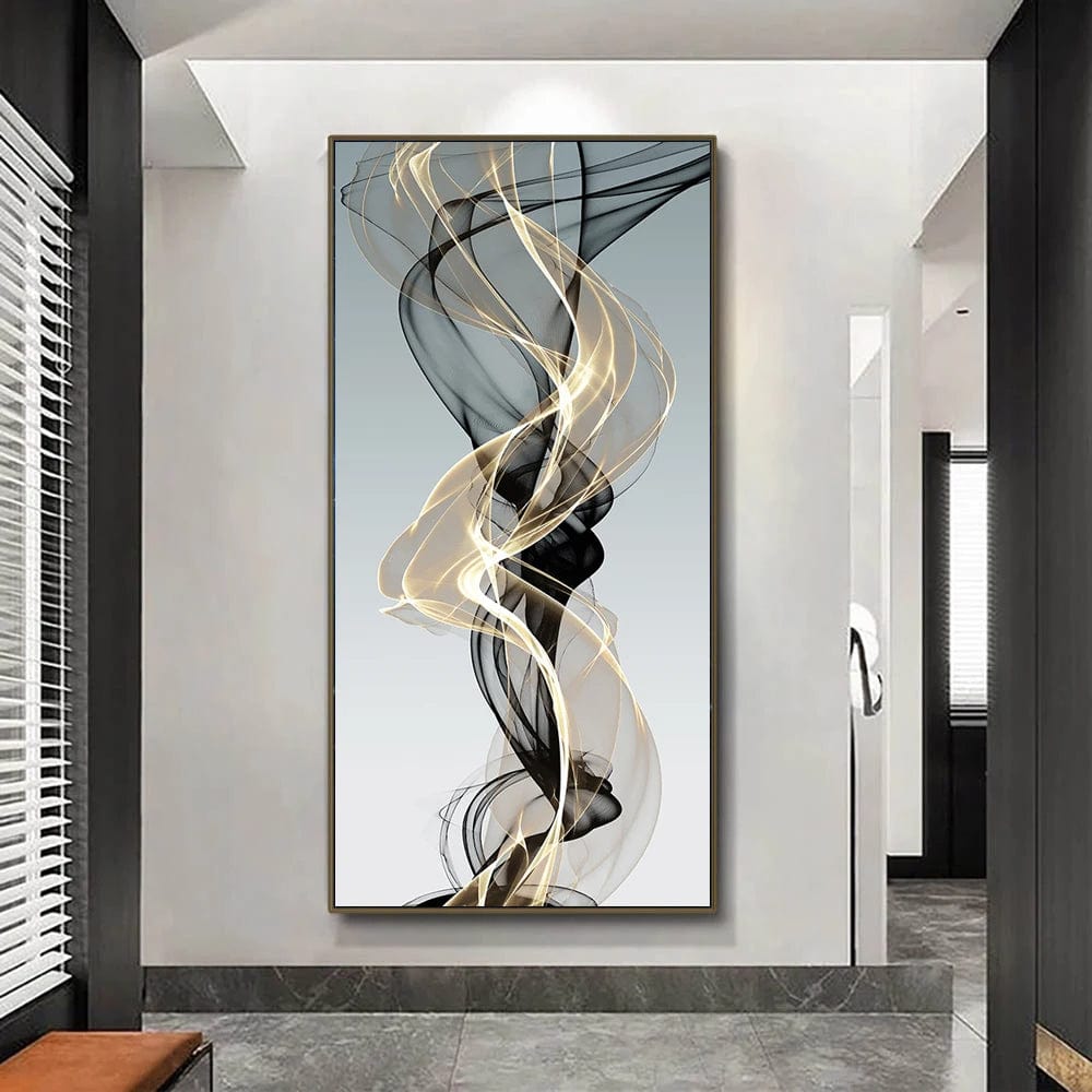 Abstract Art Print - Smokey Gold Design with Deep Blacks and Shimmering Golds - Limited Edition on Museum-Quality Paper 2