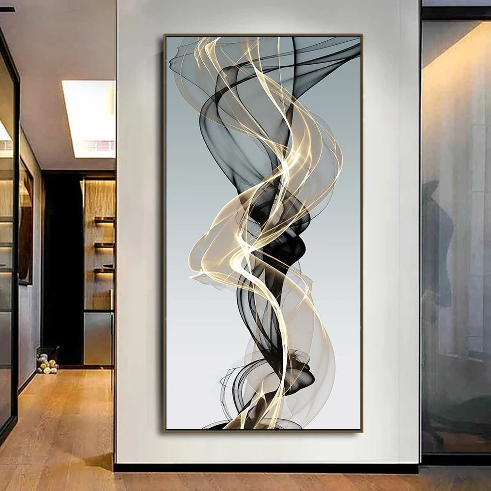 Abstract Art Print - Smokey Gold Design with Deep Blacks and Shimmering Golds - Limited Edition on Museum-Quality Paper 3