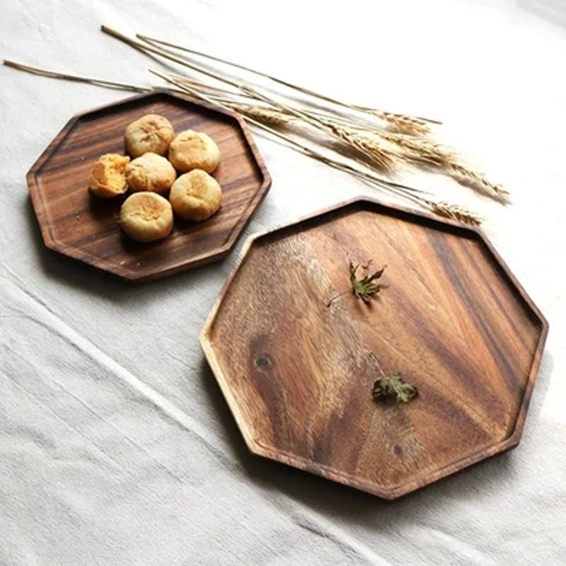 Acacia Wood Serving Plate – 12-Inch Wooden Platter for Appetizers, Salads, and Desserts – Elegant Serving Dish 4