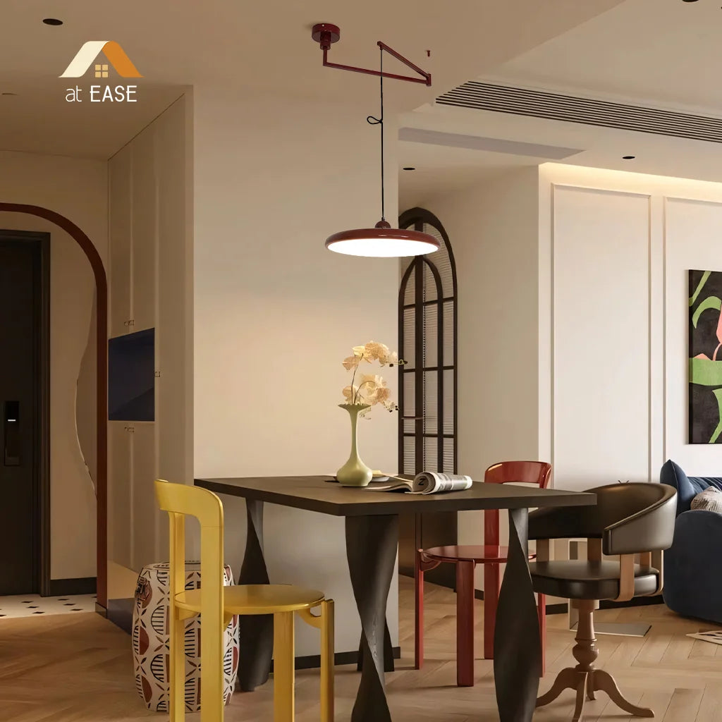 Adjustable Acrylic Disc Pendant Light – Modern Kitchen Pendant Lighting with Swing Arm Ceiling Fixture 6