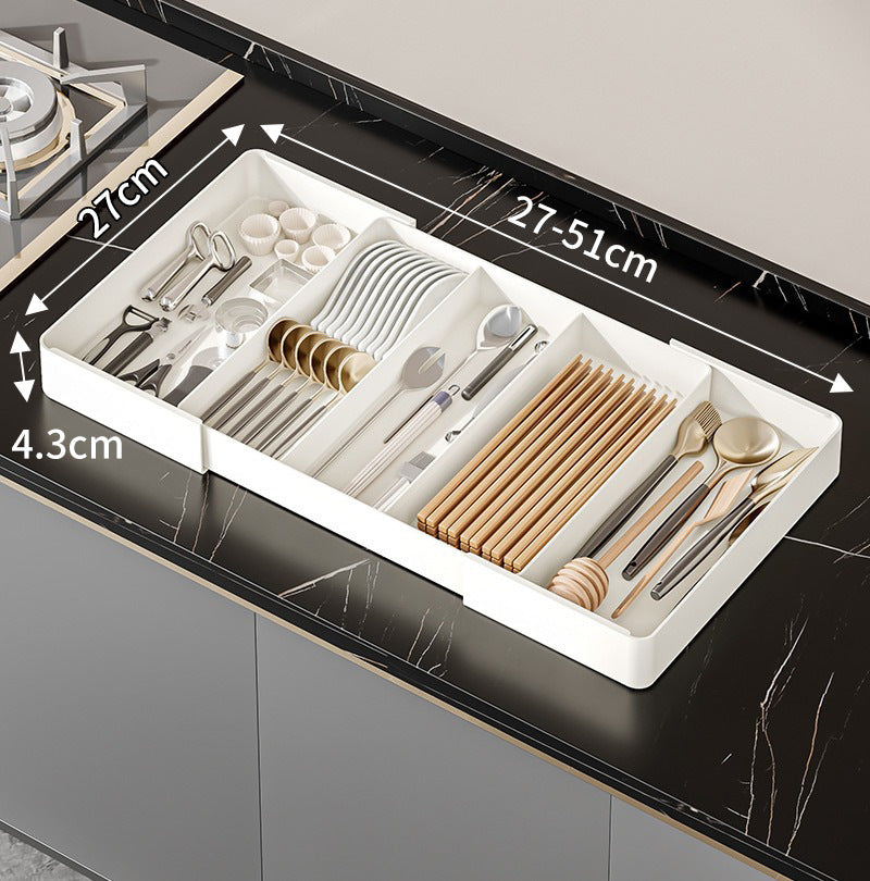 Adjustable Drawer Organizer for Kitchen Utensils and Cutlery β Durable Plastic Storage Solution 0