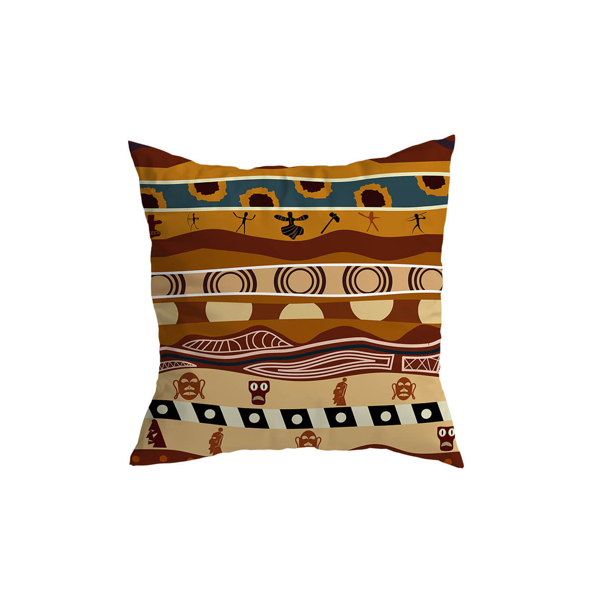 African Pattern Cushion Cover 45cm x 45cm β Soft Linen Decorative Pillow for Modern Boho Interiors 2