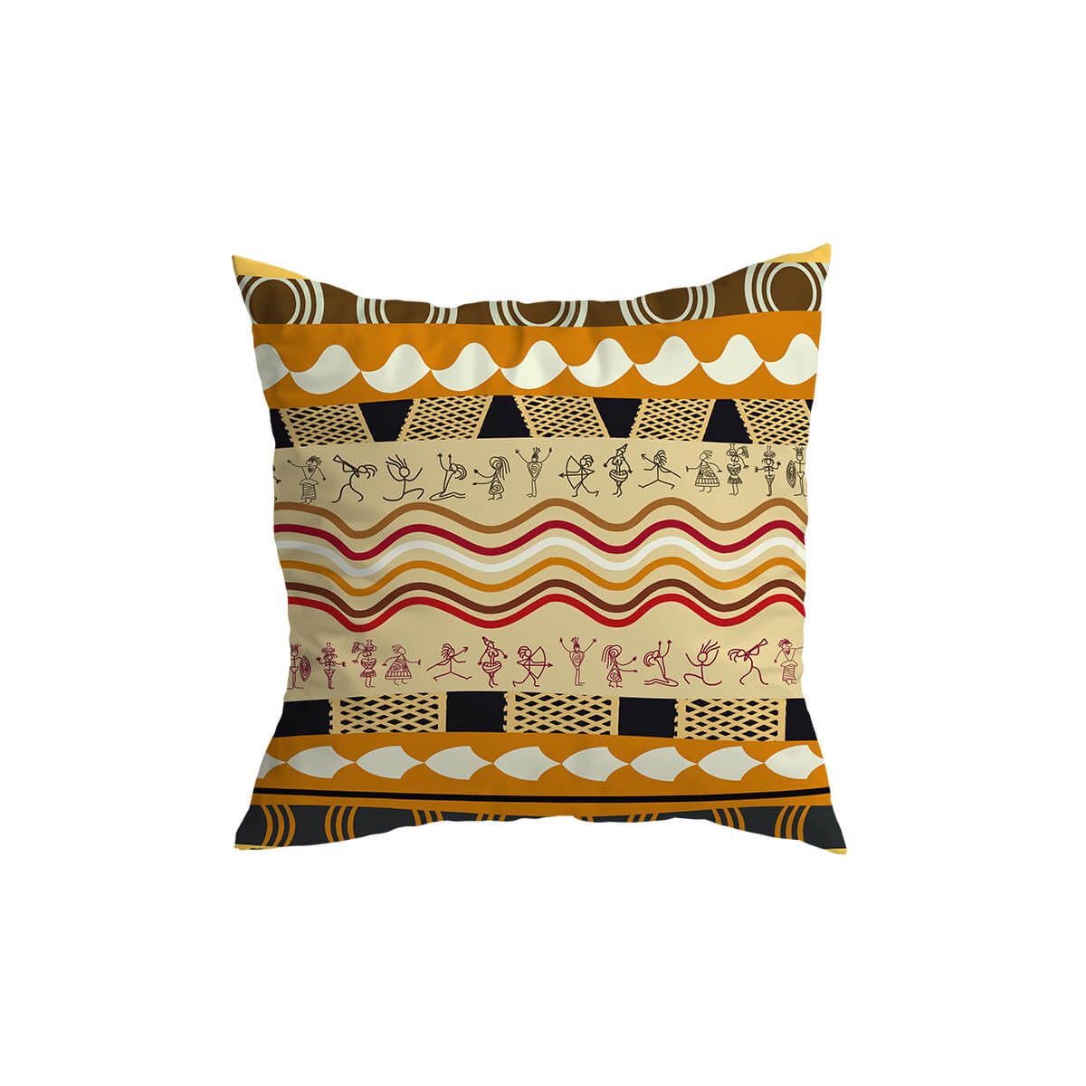 African Pattern Cushion Cover 45cm x 45cm β Soft Linen Decorative Pillow for Modern Boho Interiors 3