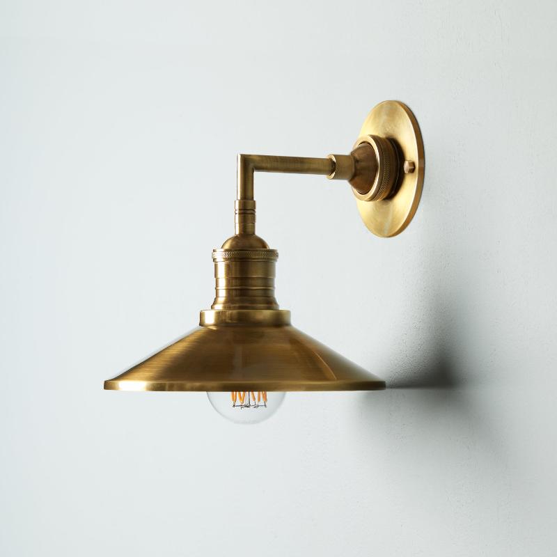 Antique Brass Indoor Wall Lamp with Conical Shade β Stylish Wall Sconce for Kitchens and Hallways 0