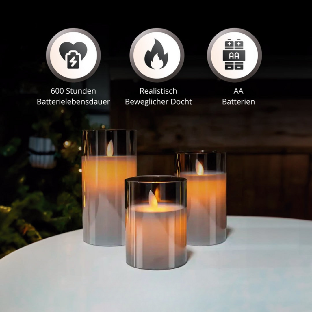 Battery-Powered Candle Lamp Set with Remote Control – Flameless Flickering Candlelight for Cozy Ambiance, Set of 3 6
