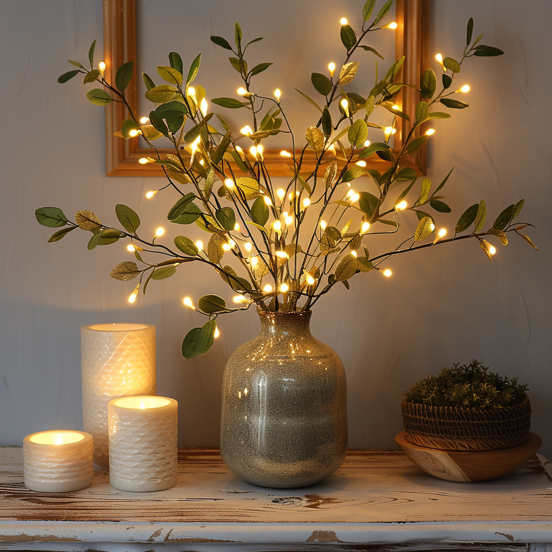 Battery Operated Fairy Lights with Olive Branch Design – 70cm Warm White LED Decorative Lighting for Home Decor 5