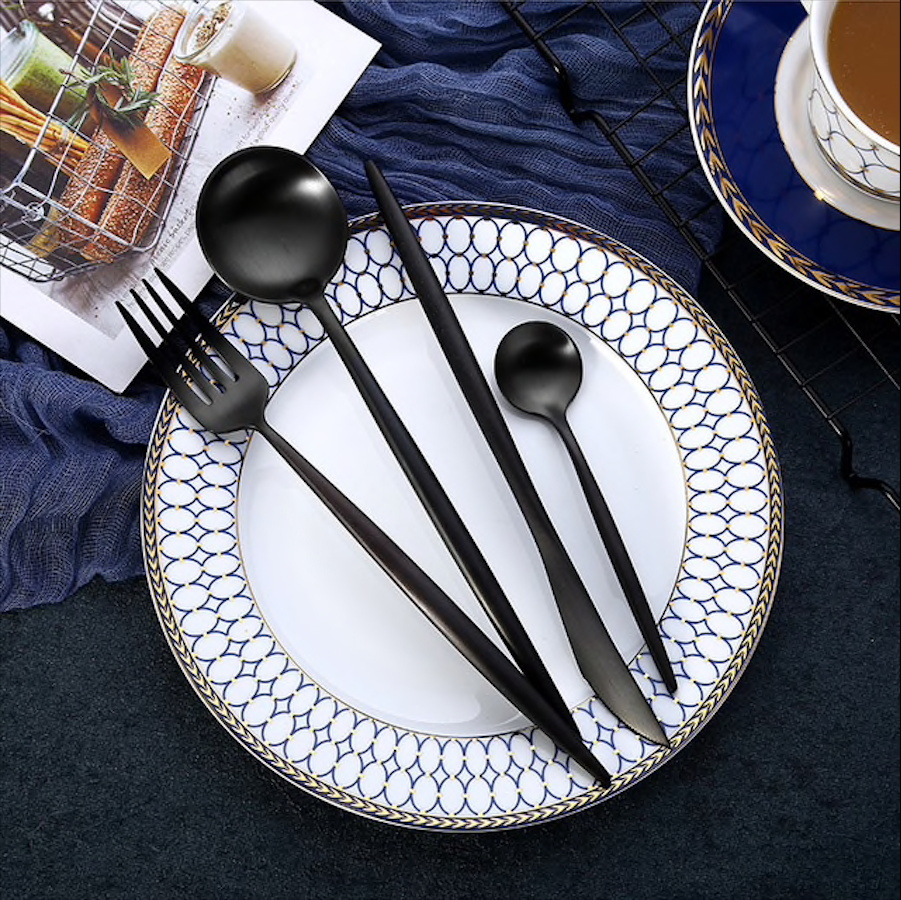 Black Cutlery Set – 24 or 48 Pieces of High-Quality 18/10 Stainless Steel Dining Utensils 1