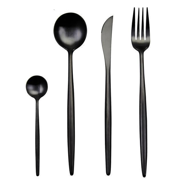Black Cutlery Set – 24 or 48 Pieces of High-Quality 18/10 Stainless Steel Dining Utensils 2