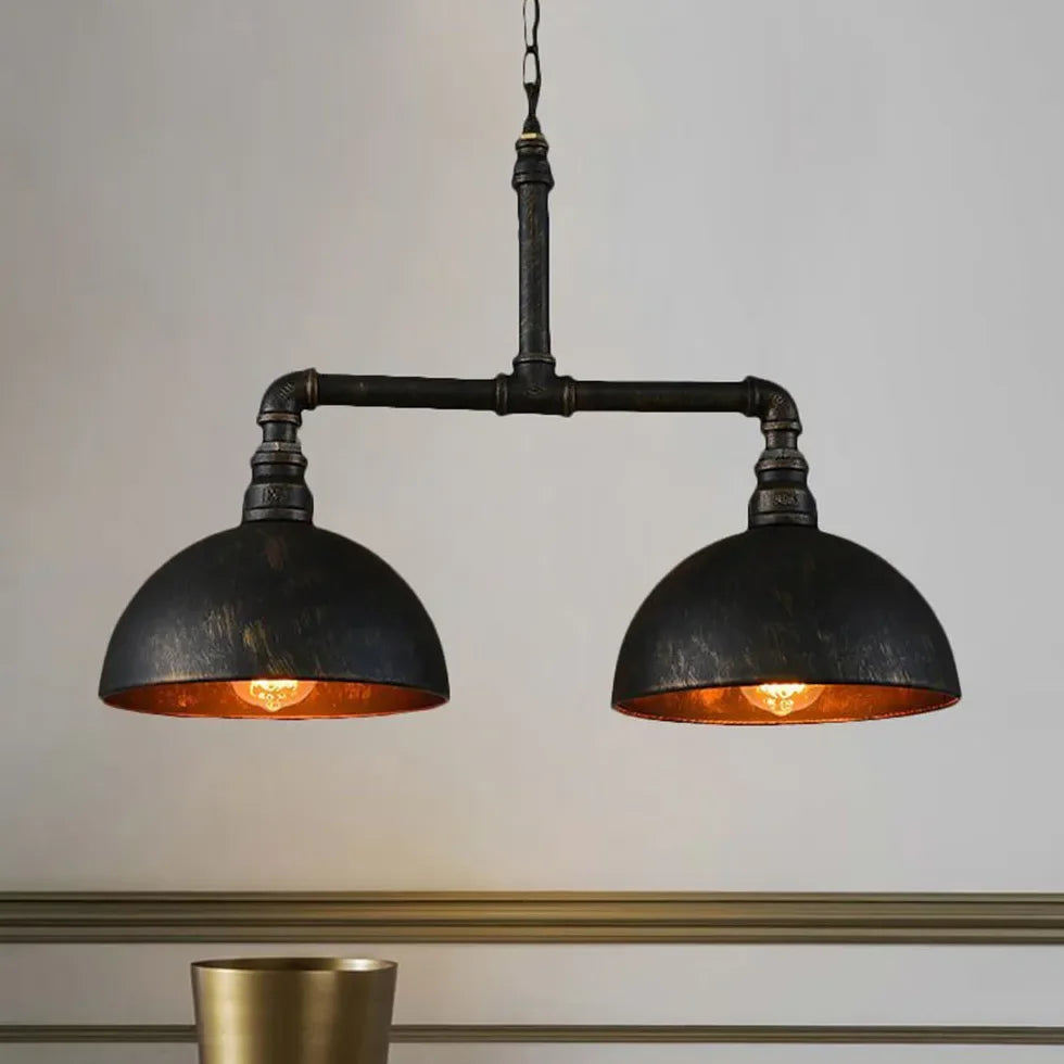 Black Industrial Pendant Lamp - Retro Double Light Design for Kitchen Pendant Lighting and Dining Room Hanging Lights 0