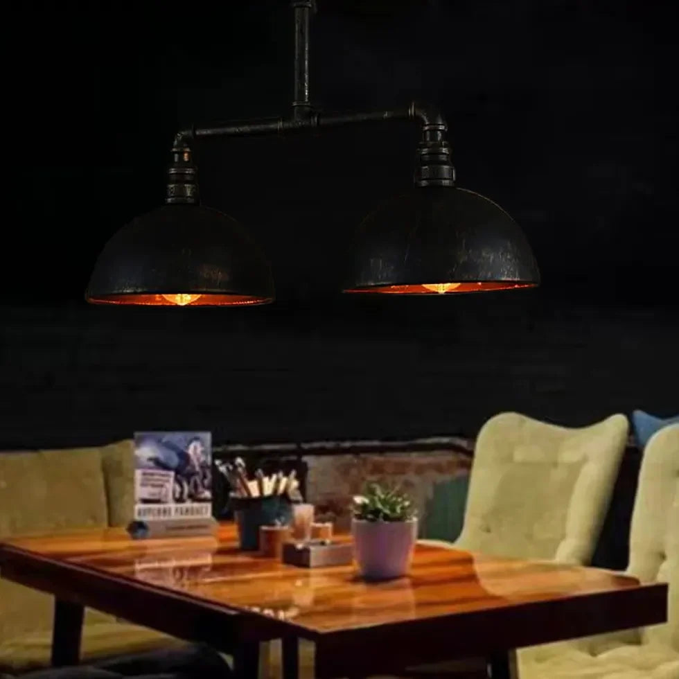 Black Industrial Pendant Lamp - Retro Double Light Design for Kitchen Pendant Lighting and Dining Room Hanging Lights 4