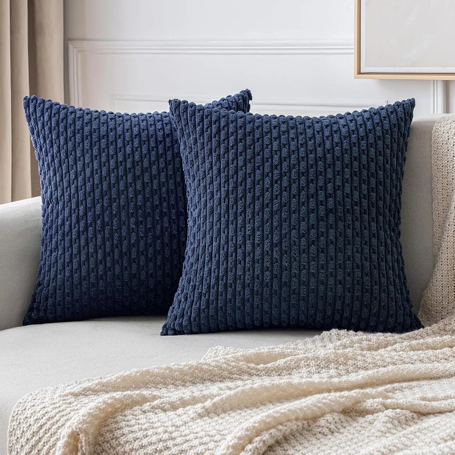 Boho Decorative Cushion Cover in Soft Rib Velvet with Stripes β Accent Pillows for Couch and Bed, Machine Washable 10