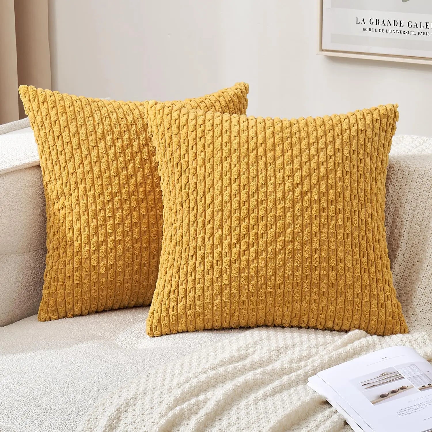 Boho Decorative Cushion Cover in Soft Rib Velvet with Stripes β Accent Pillows for Couch and Bed, Machine Washable 11