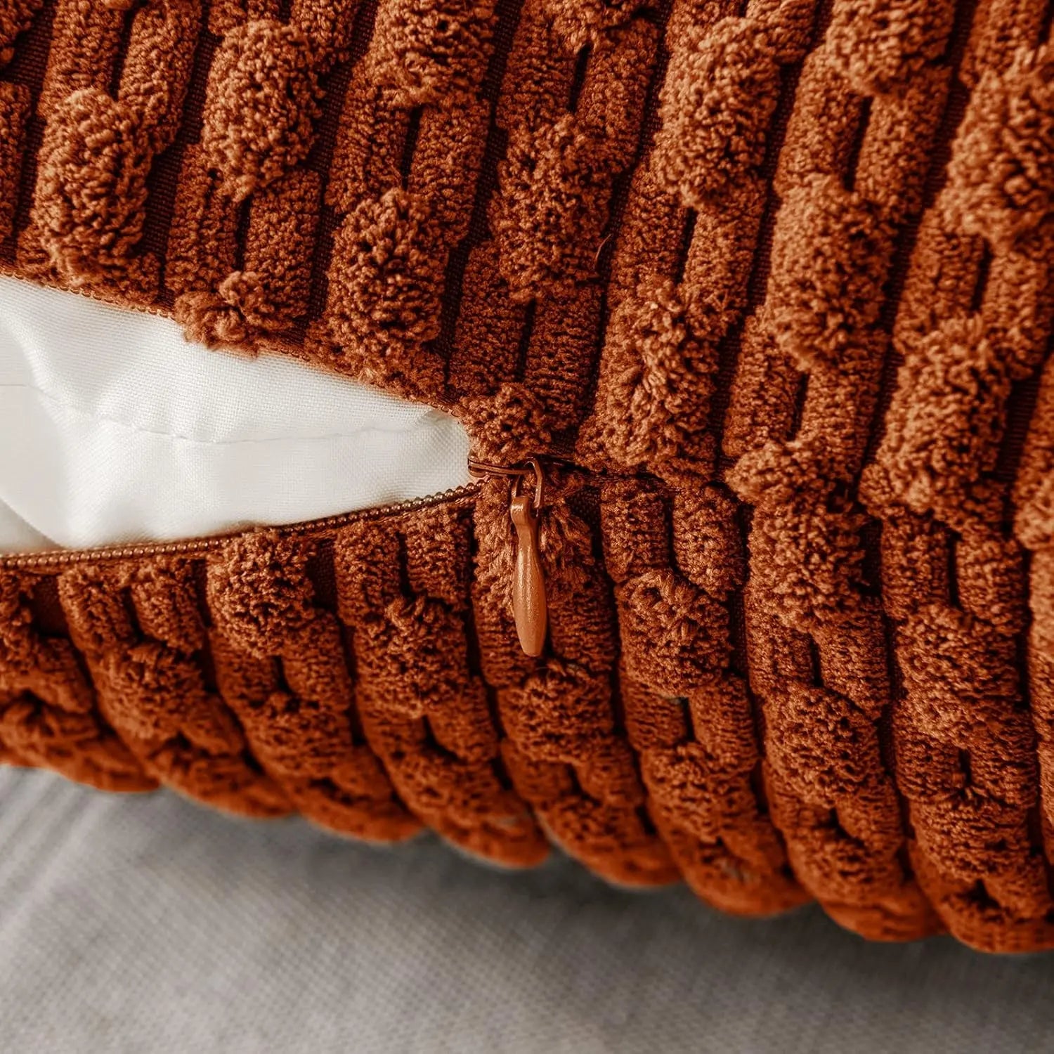Boho Decorative Cushion Cover in Soft Rib Velvet with Stripes β Accent Pillows for Couch and Bed, Machine Washable 4