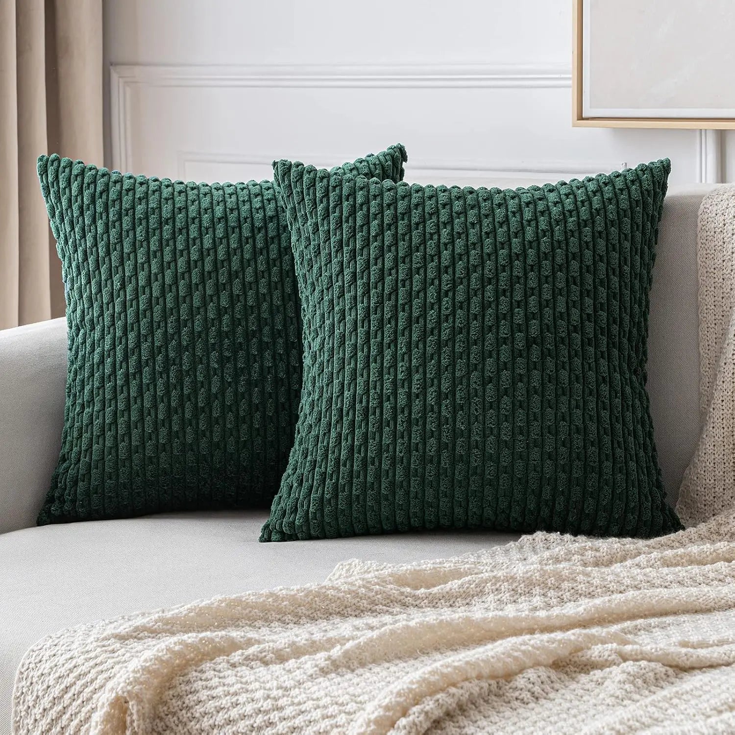 Boho Decorative Cushion Cover in Soft Rib Velvet with Stripes β Accent Pillows for Couch and Bed, Machine Washable 6