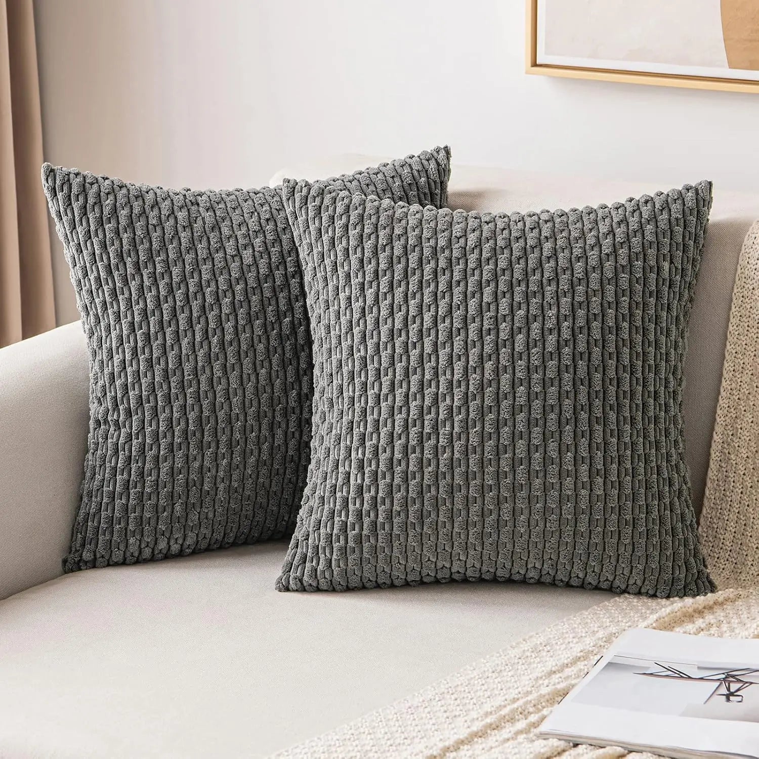 Boho Striped Velvet Decorative Cushion Cover β Soft Ribbed Design for Sofa and Bed 8