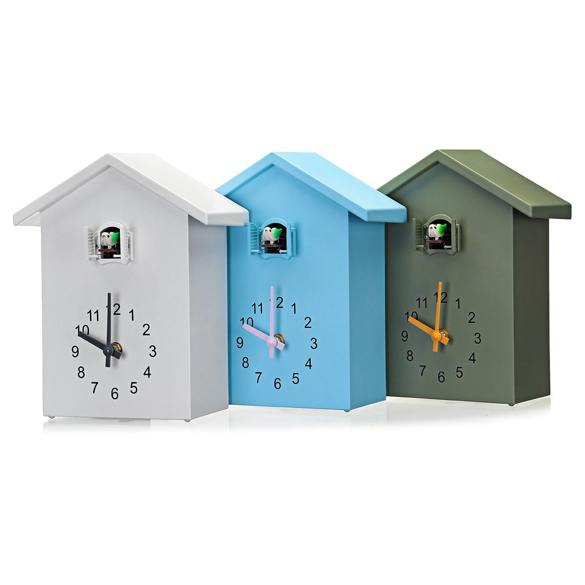 Charming Cuckoo Wall Clock Decor – 20x25 cm Battery Operated Clock in Blue, White, and Green for Cozy Home Design 4