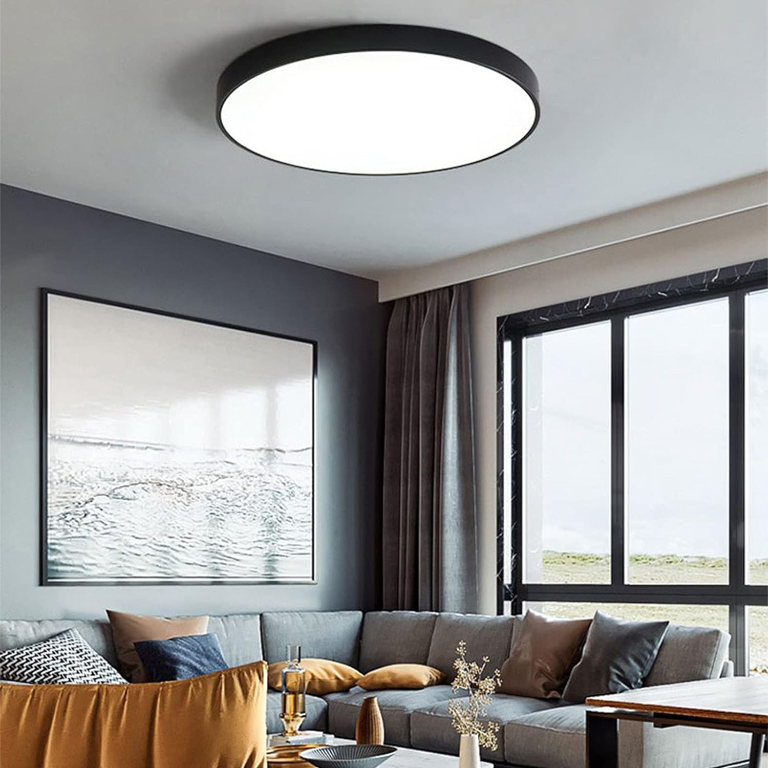 Circular LED Flush Mount Ceiling Light Fixture – Modern Design for Home Illumination, Energy Efficient, Available in Multiple Wattages 4