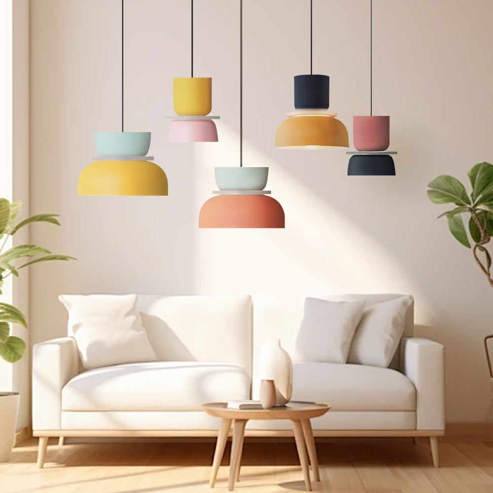 Color Block Nordic Pendant Light – Modern Glass Ceiling Fixture for Kitchen and Dining Areas 1