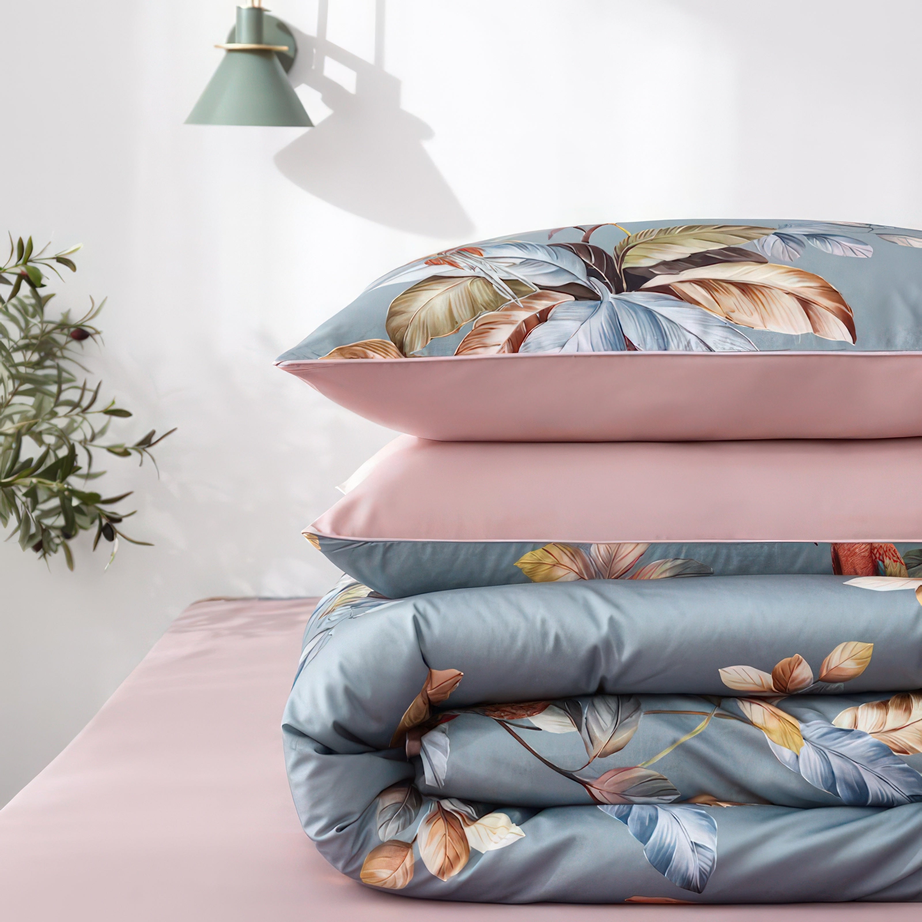 Colors Tree Duvet Cover Set - Tropical Parrot Design, Egyptian Cotton, King Size Bed Cover, Reversible Sateen Finish 4