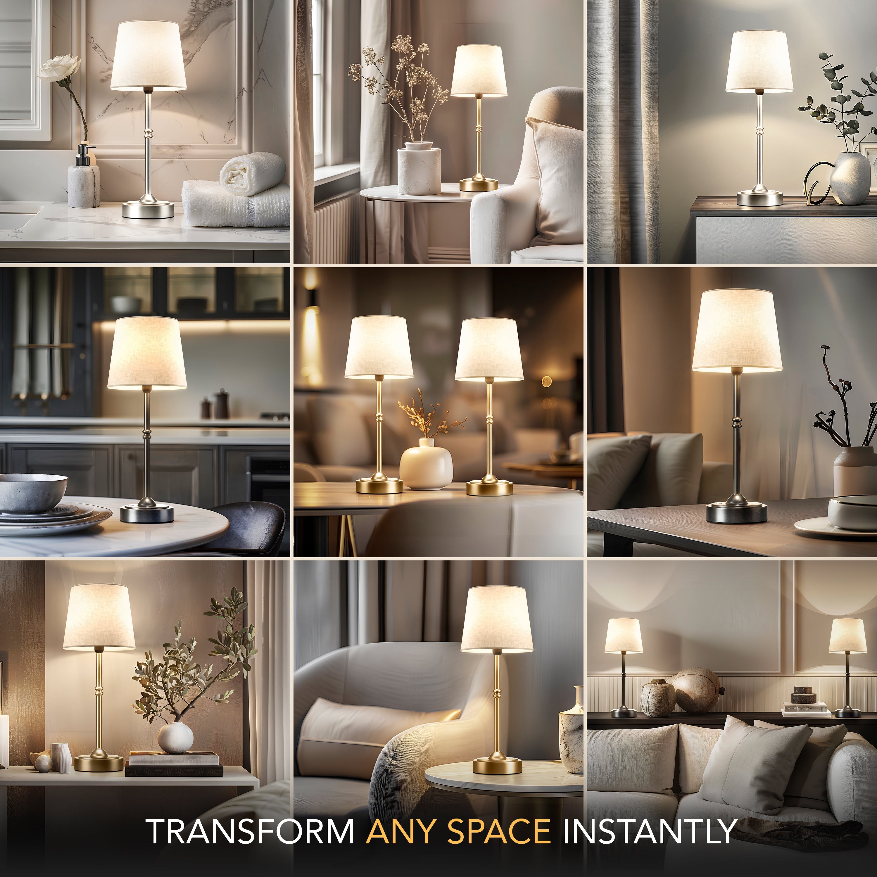 Contemporary Table Lamp with Adjustable Brightness – Modern Bedside or Living Room Lamp in Black and White 3