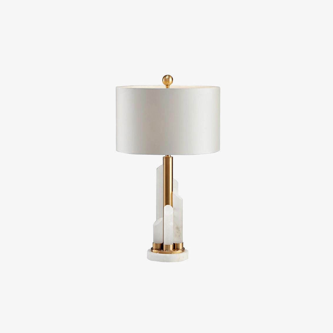 Cylindrical Alabaster Table Lamp with Integrated LED – Brass Finish, Warm, Neutral, and Cool Light Options for Bedside or Living Room 3