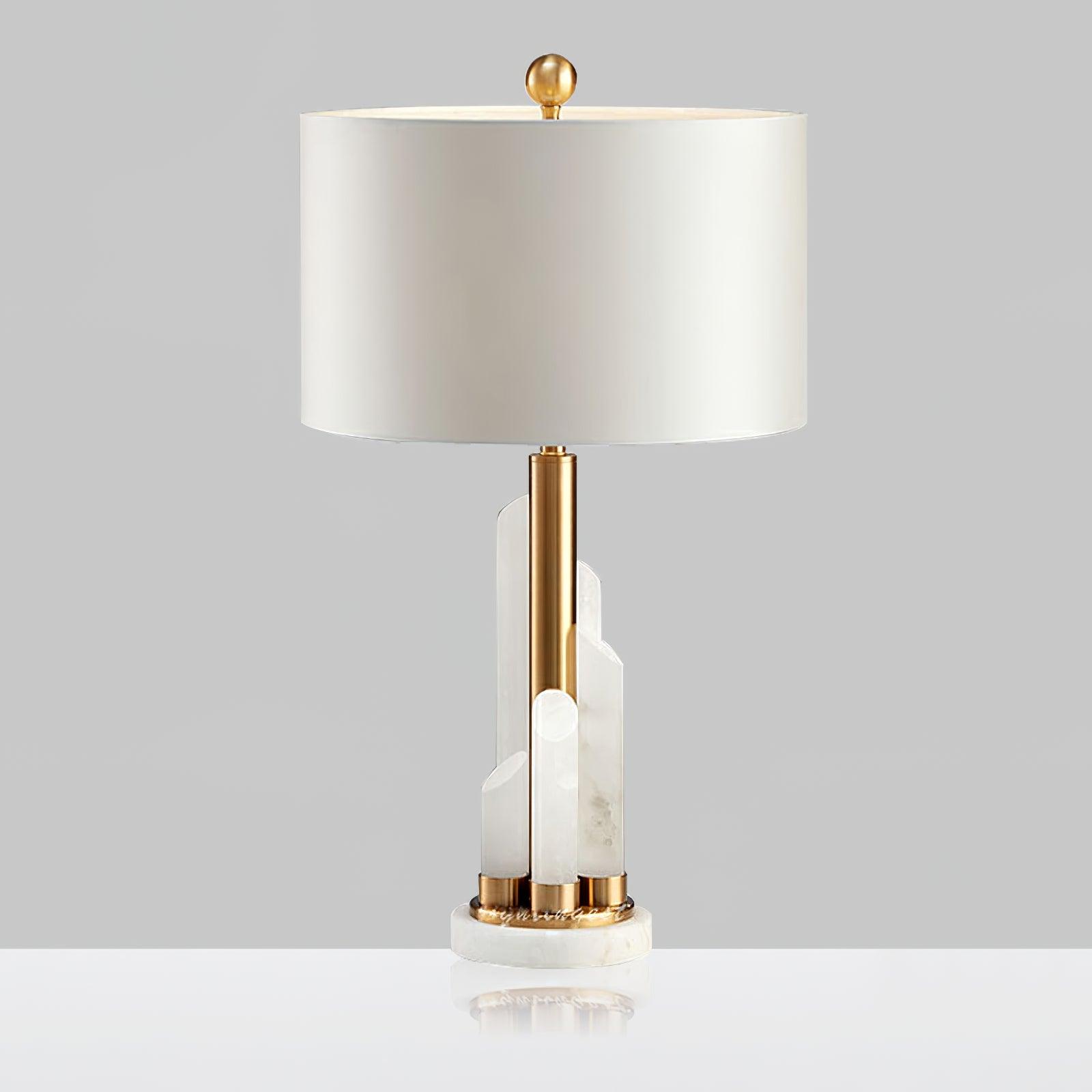 Cylindrical Alabaster Table Lamp with Integrated LED – Brass Finish, Warm, Neutral, and Cool Light Options for Bedside or Living Room 6