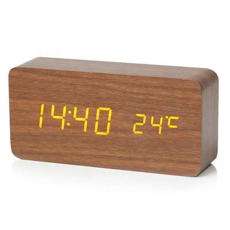 Digital Wooden Alarm Clock with LED Display – Silent, Eco-Friendly Design 2