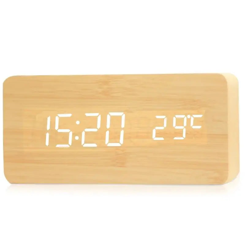 Digital Wooden Alarm Clock with LED Display – Silent, Eco-Friendly Design 4