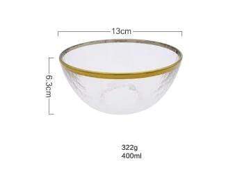 Elegant Bowl Set with Gold Rim – 3 Piece Clear Glass Serving Dishes for Stylish Dining