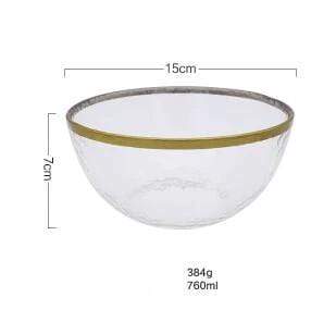 Elegant Bowl Set with Gold Rim – 3 Piece Clear Glass Serving Dishes for Stylish Dining
