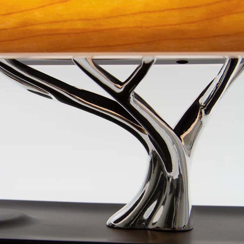 Elegant Cherry Wood Table Lamp – Sophisticated Bedside or Desk Lamp for Living Room Decor, 14 inches Height, Natural Finish 3