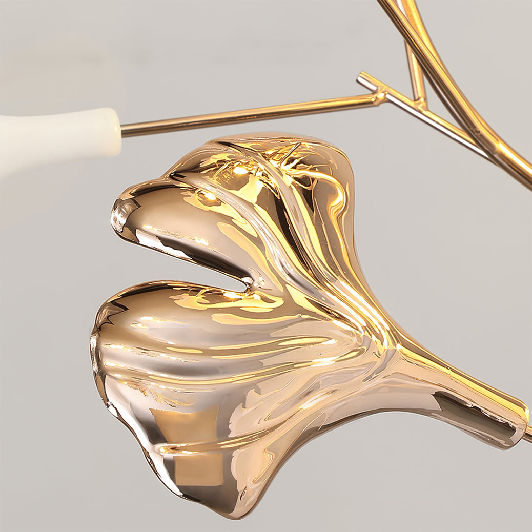 Elegant Ginkgo Leaf Floor Lamp with Gold Metal Base – Ideal for Living Room and Bedroom 6