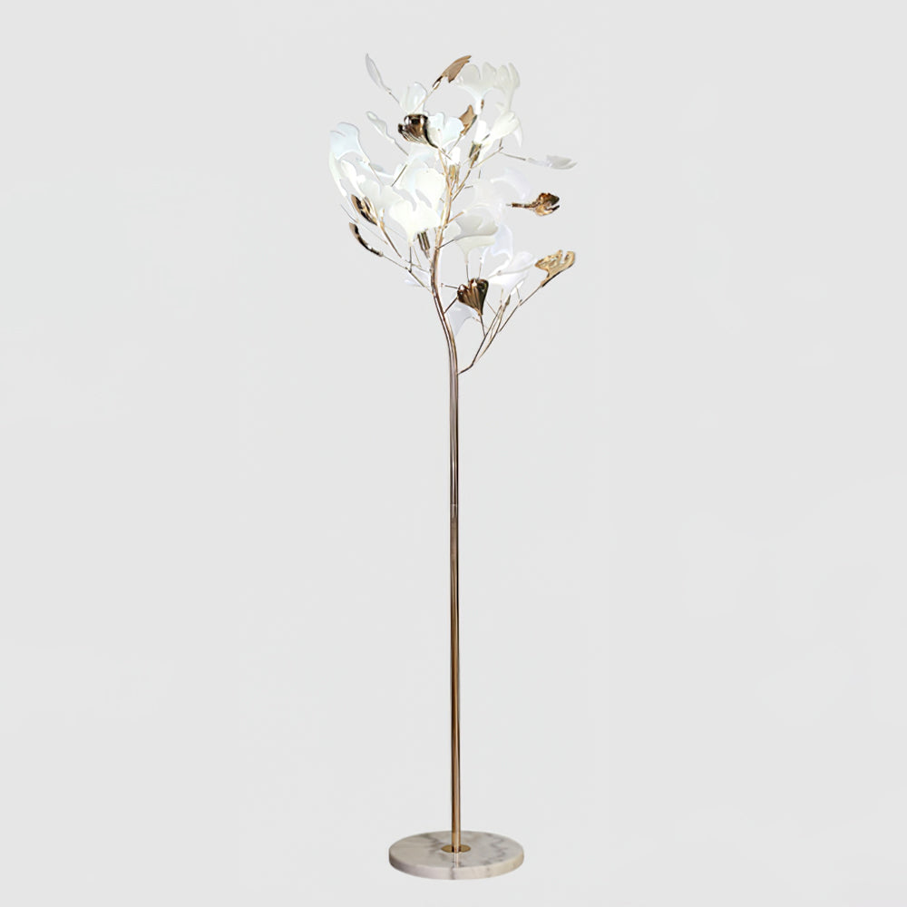 Elegant Ginkgo Leaf Floor Lamp with Gold Metal Base – Ideal for Living Room and Bedroom 9