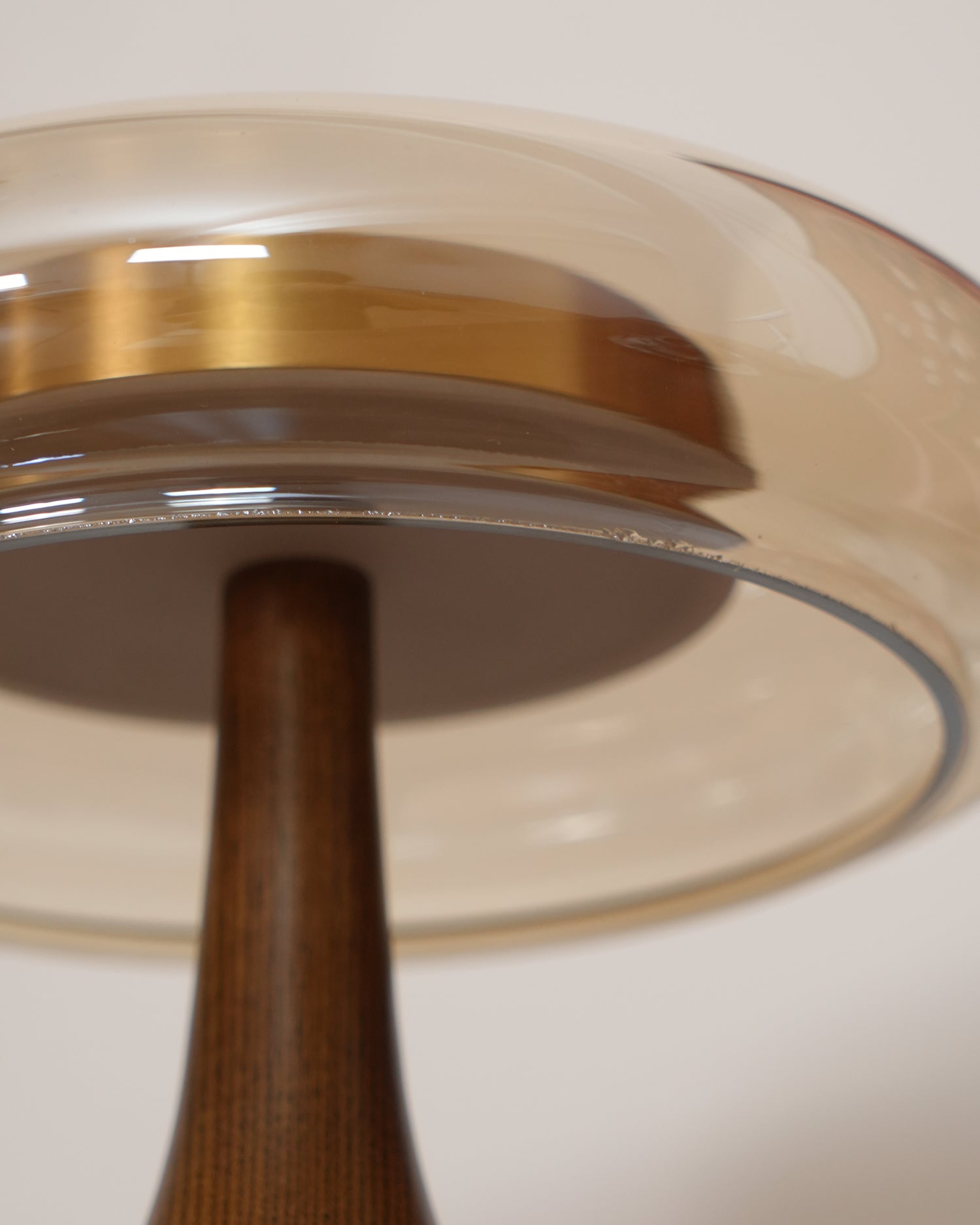 Elegant Glass Table Lamp with Adjustable LED Color Temperatures – Brass and Wood Design for Living Room or Bedroom 8