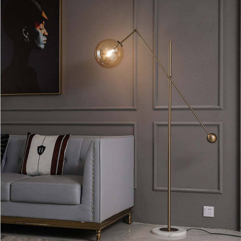 Elegant Gold Arc Floor Lamp – Modern Design for Living Room and Bedroom, Adjustable Height with Glass Shade 2