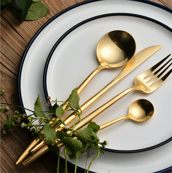 Elegant Gold Cutlery Set – 24 or 48 Pieces, 18/10 Stainless Steel, Durable and Stylish for Formal Dining 4