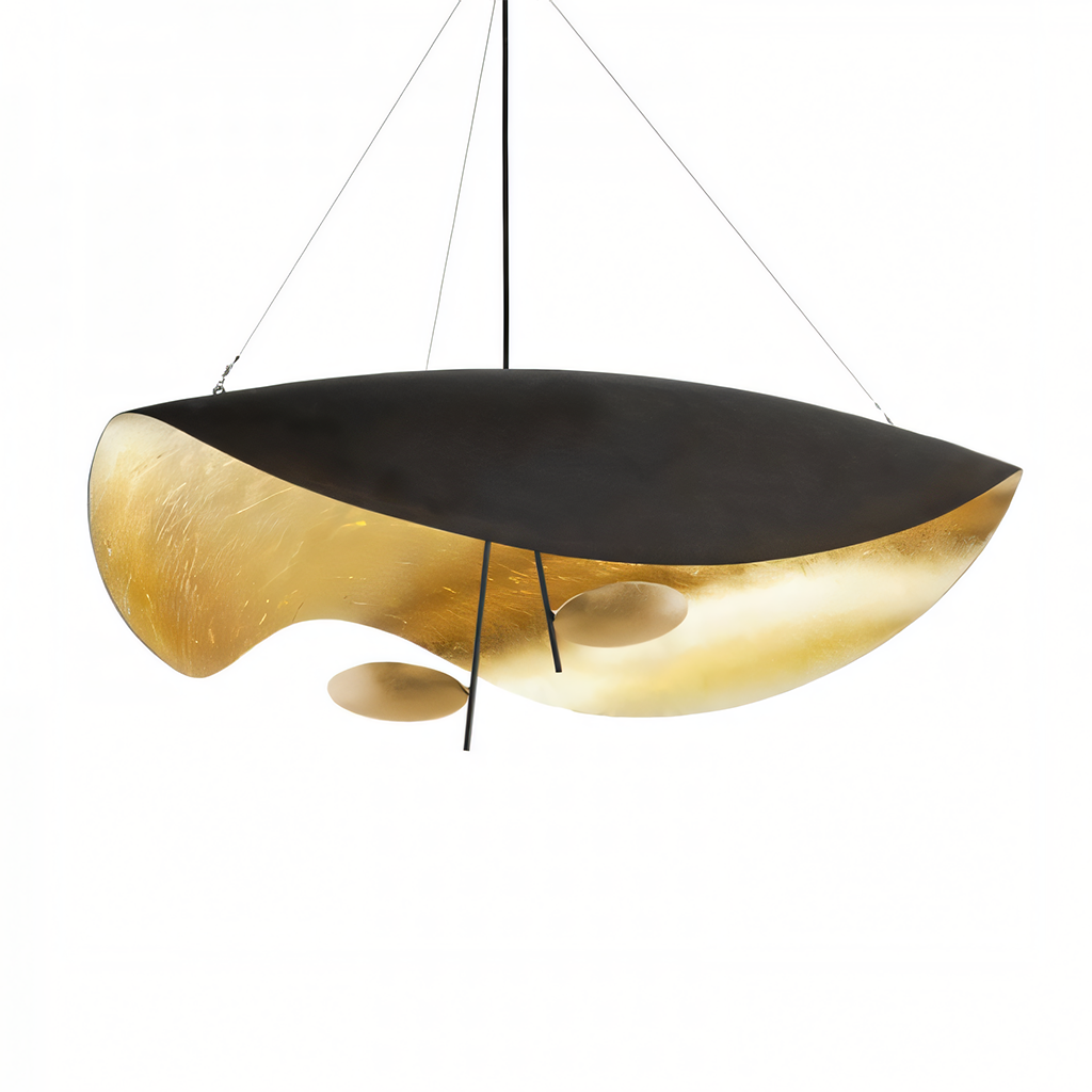 Elegant Leaf Shade Ceiling Light Fixture for Home Decor – Adjustable Height, Gold and Green Pendant Lamp 13