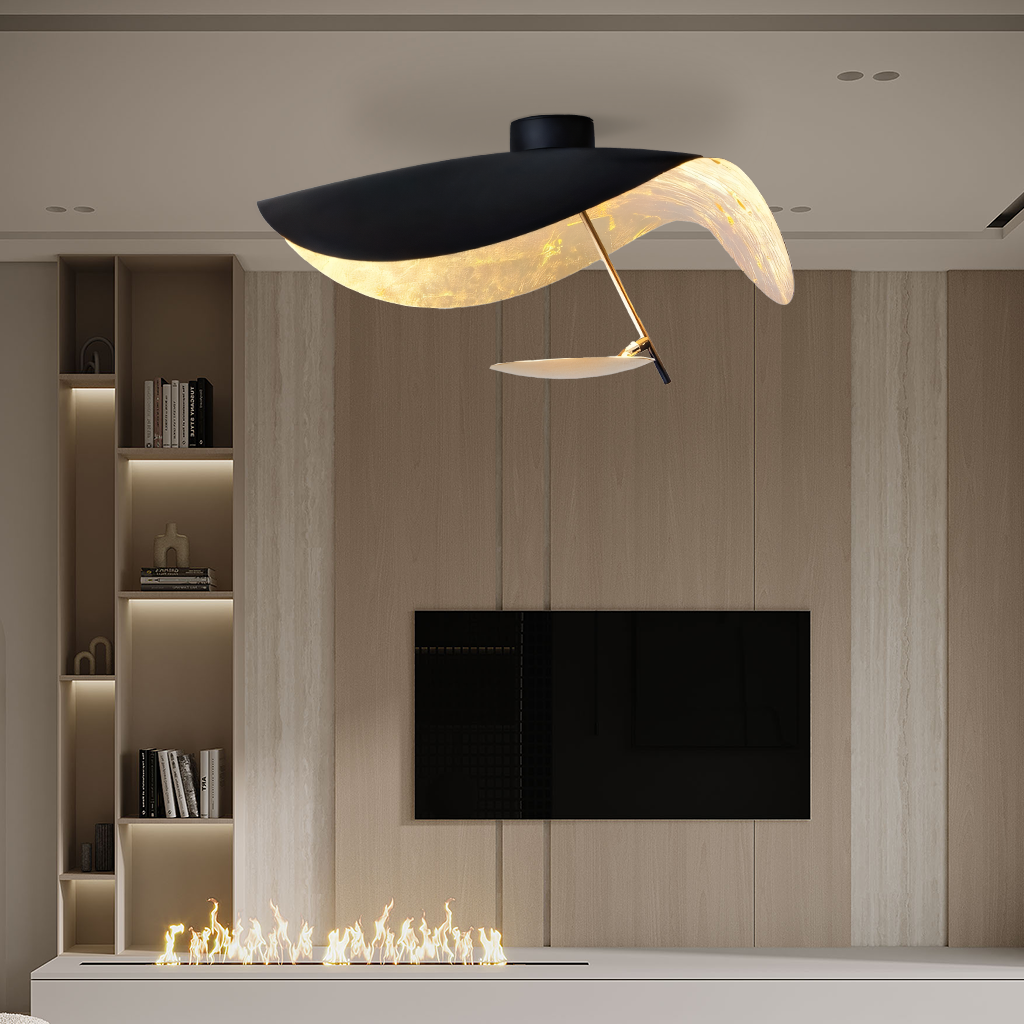 Elegant Leaf Shade Ceiling Light Fixture for Home Decor – Adjustable Height, Gold and Green Pendant Lamp 2