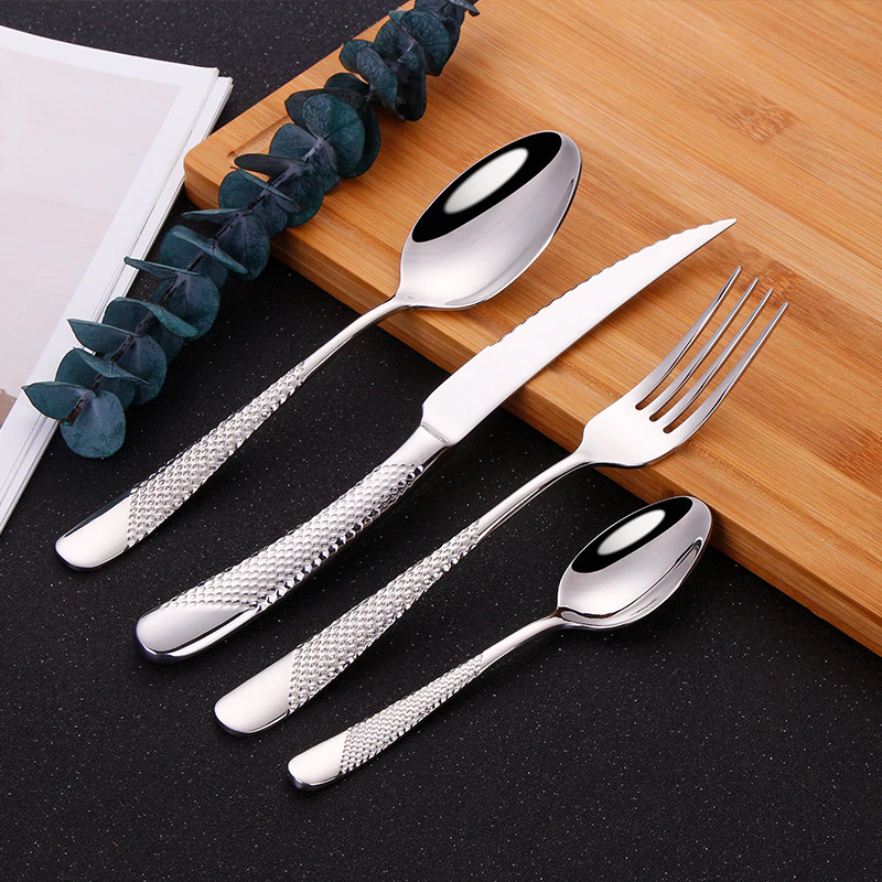 Elegant Stainless Steel Cutlery Set with Textured Grip – Choose 24, 30, 48, or 60 Piece Options for Stylish Dining 3