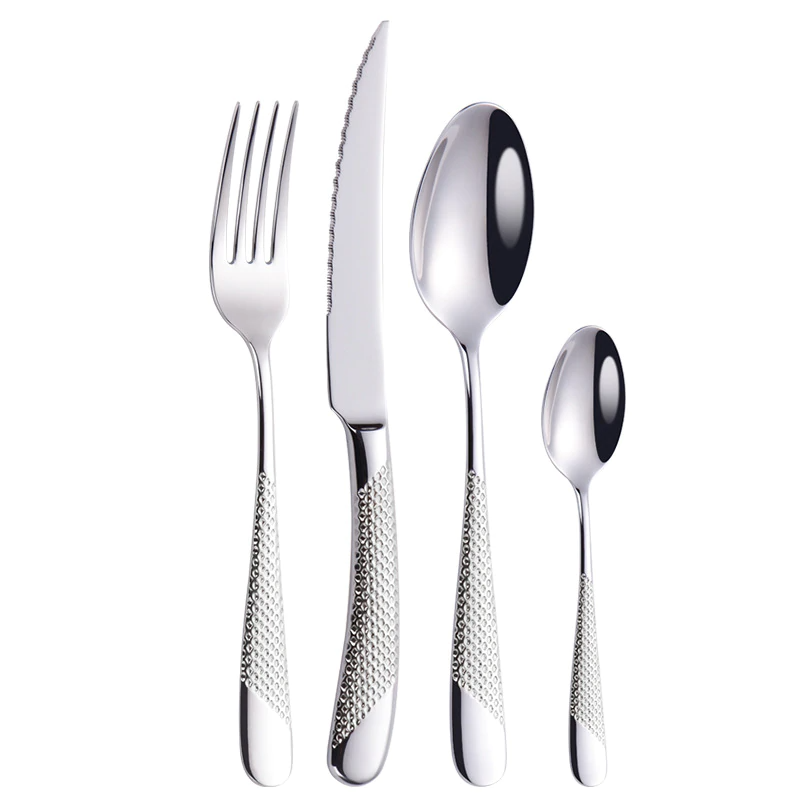 Elegant Stainless Steel Cutlery Set with Textured Grip – Choose 24, 30, 48, or 60 Piece Options for Stylish Dining 6