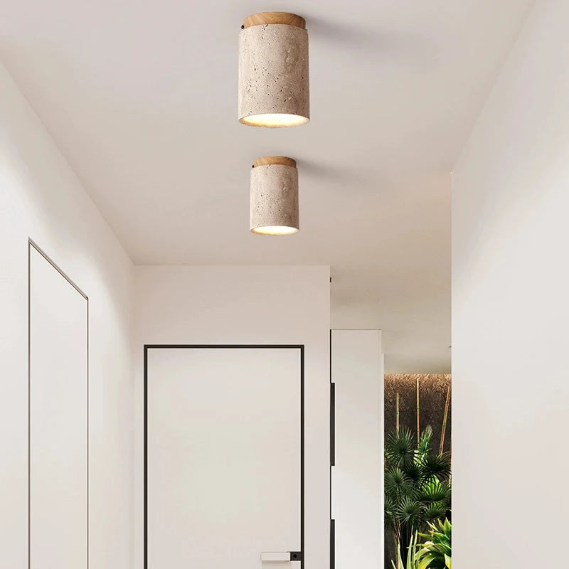Elegant Travertine LED Ceiling Light Fixture with Adjustable Color Temperature – Modern Flush Mount Design for Any Room 3