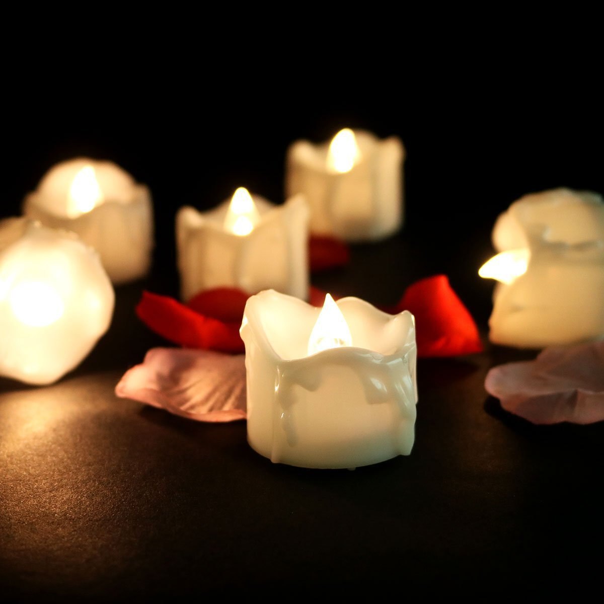 Flameless LED Tea Lights – Warm Flickering Glow for Safe Ambient Lighting, Battery Operated, 6-Pack 4