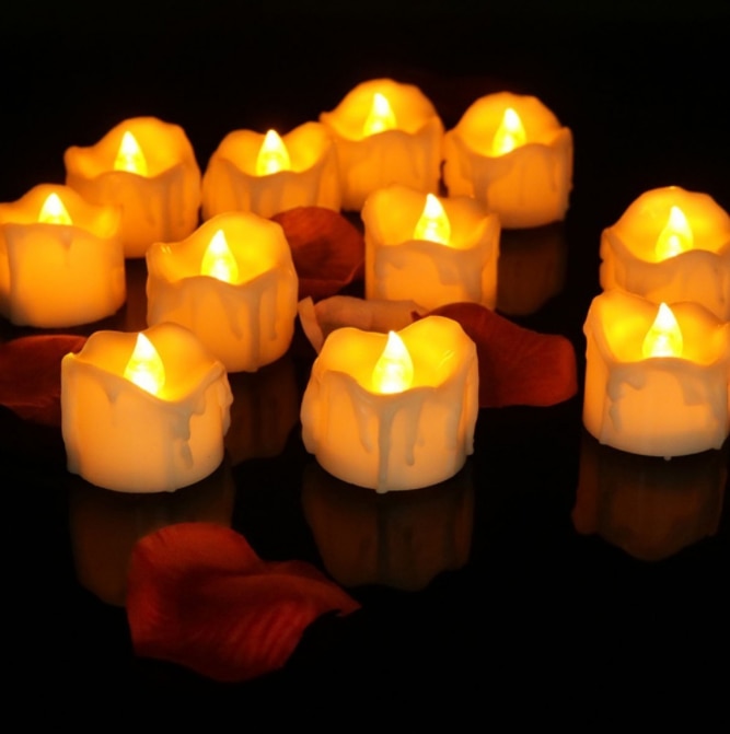 Flameless LED Tea Lights – Warm Flickering Glow for Safe Ambient Lighting, Battery Operated, 6-Pack 6