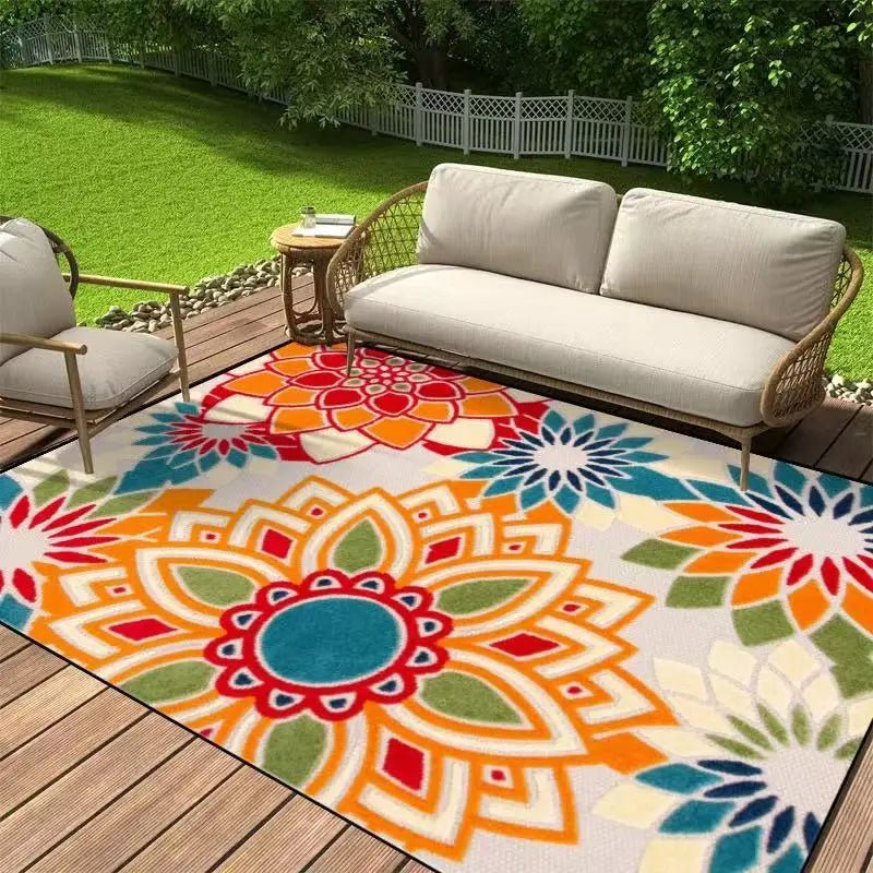 Floral Outdoor Carpet with Non-Slip Backing
