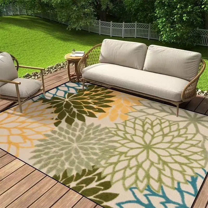 Floral Outdoor Carpet with Non-Slip Backing