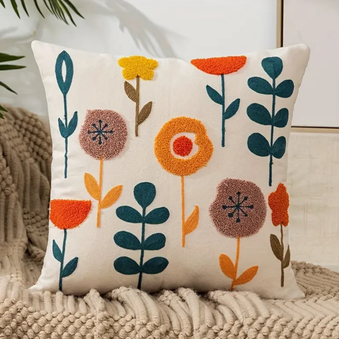 Floral Print Decorative Cushion Cover 45x45 cm β Soft Washable Throw Pillow for Couch and Armchair 2